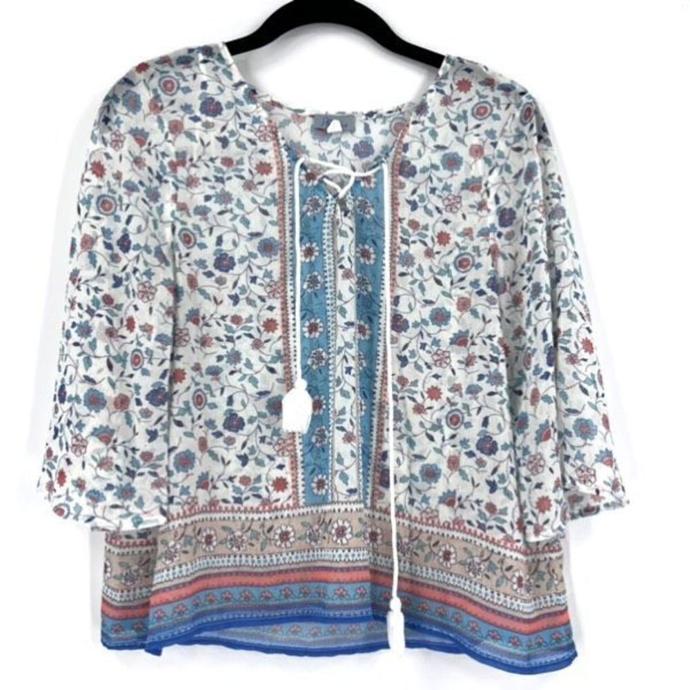 Abbilene Bohemian Flowy Mixed print peasant blouse small cottagecore floral